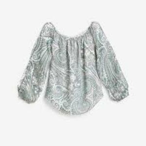 WHBM Boho Off Shoulder Paisley Top Size Small